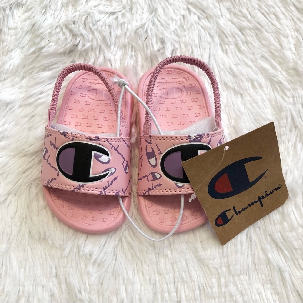 NWT Champion Pink Purple Slides Baby Girl Size 4 - Picture 3 of 8